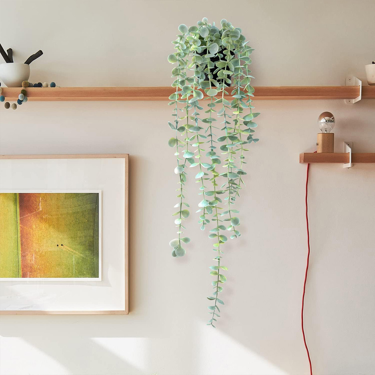 Desk Setup Plants - Artificial Ivy Hanging Eucalyptus Vine Plastic