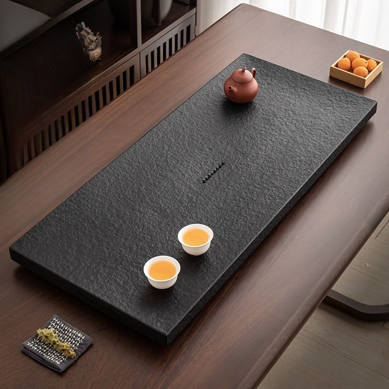 Desk Setup Black - Natural Black Stone Tea Tray, Chinese