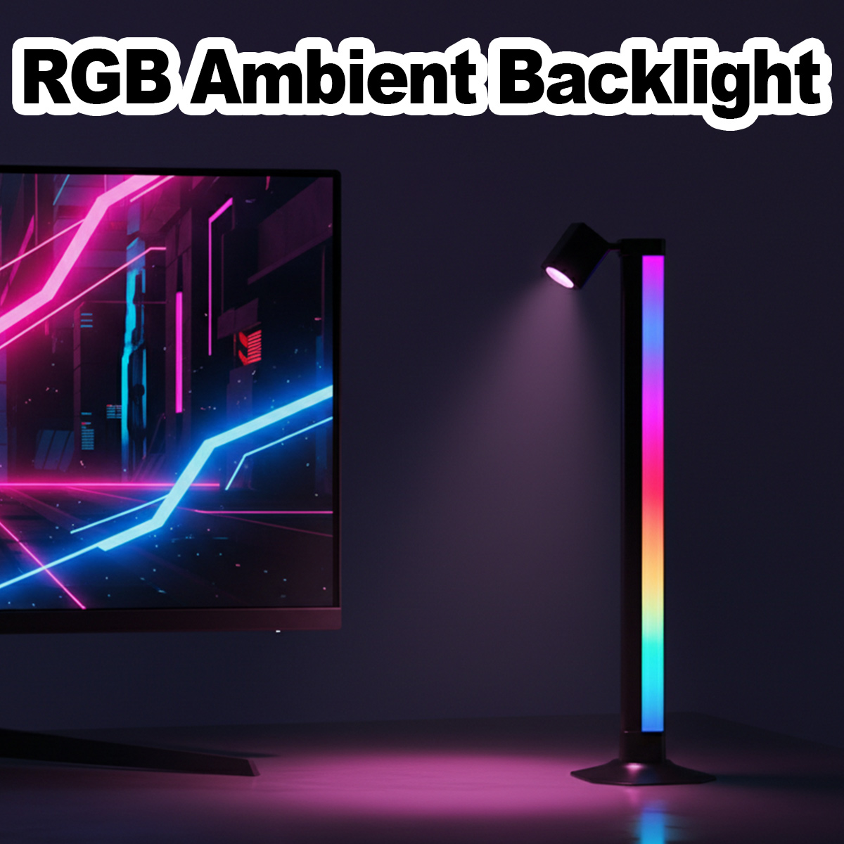 Desk Setup Black - Smart Light Bar LED RGB Music