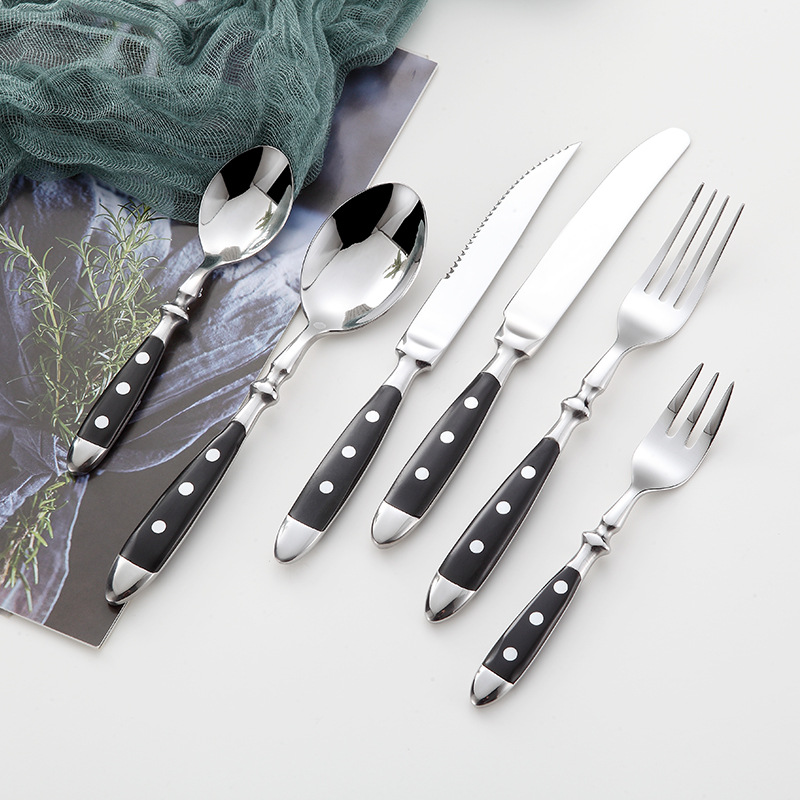 Desk Setup Black - Hotel Stainless Steel Table Knife Fork