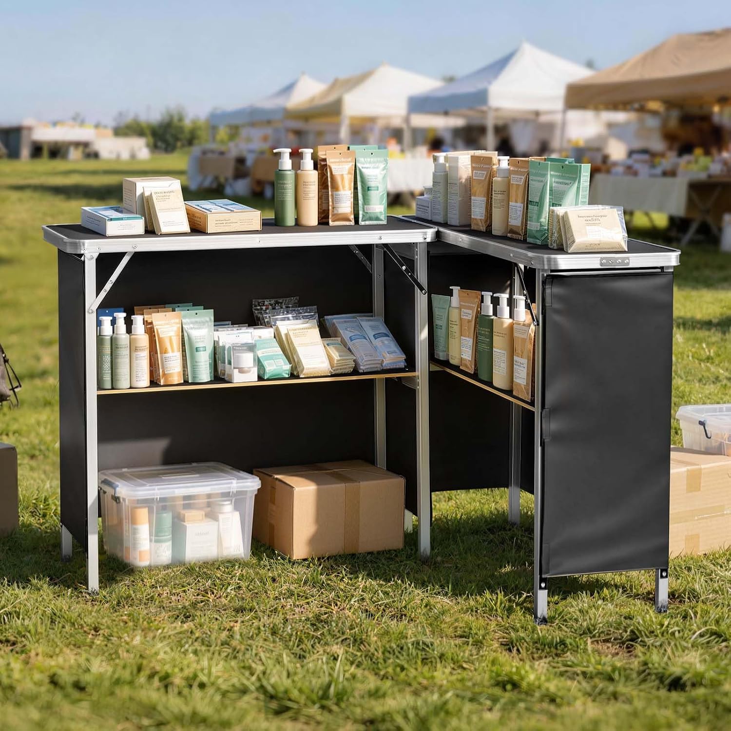 Portable Folding Bar Table Set - Desk Setup Black review and price