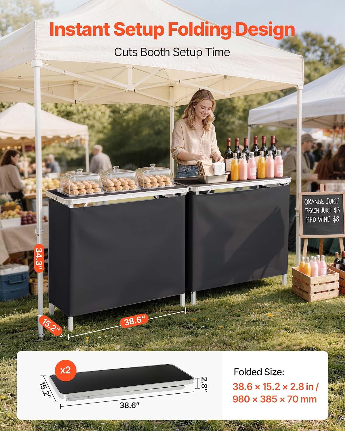 Portable Folding Bar Table Set - Desk Setup Black review and price
