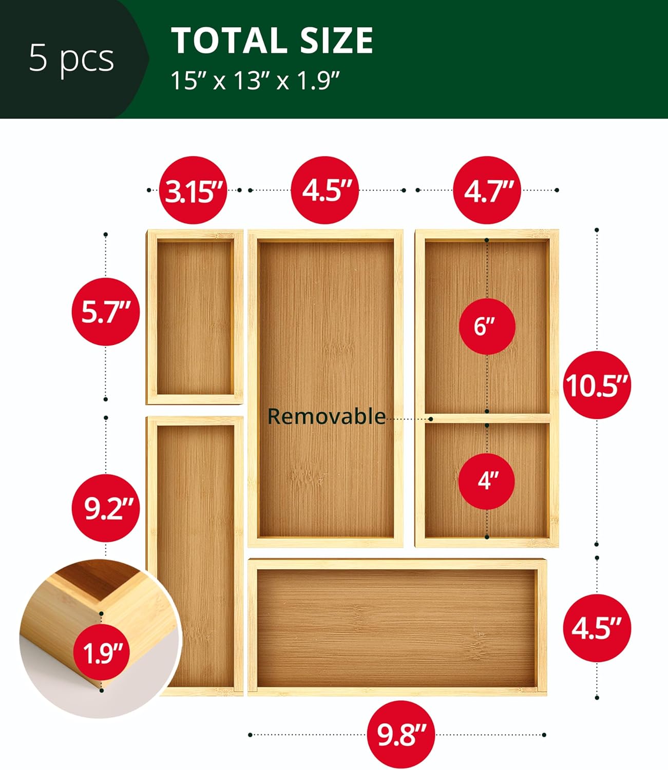 5-Piece Bamboo Drawer Organize - Drawer Organizer Bamboo review and price