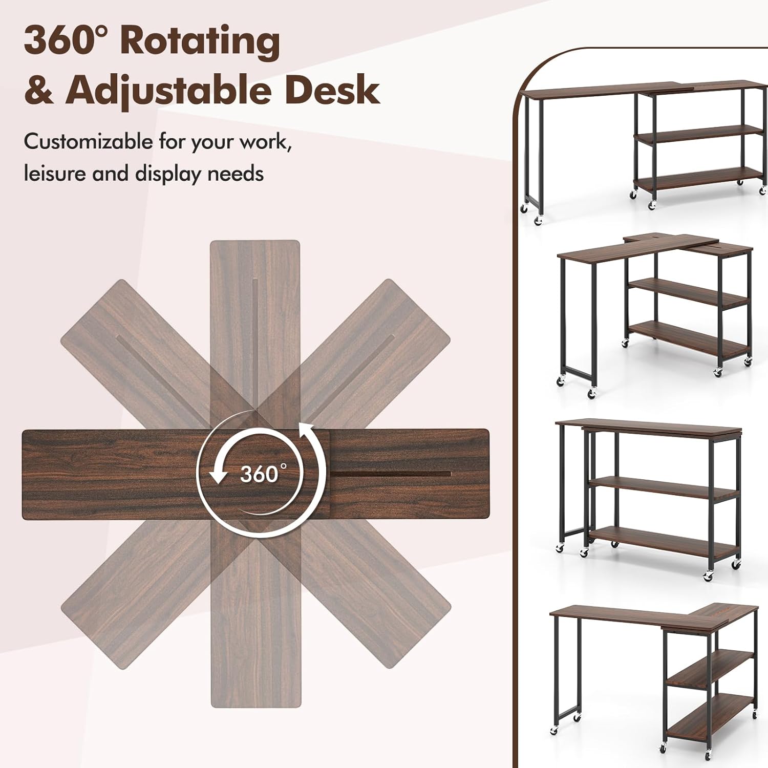 360° Rotating Side Table with  - Desk Setup Laptop review and price