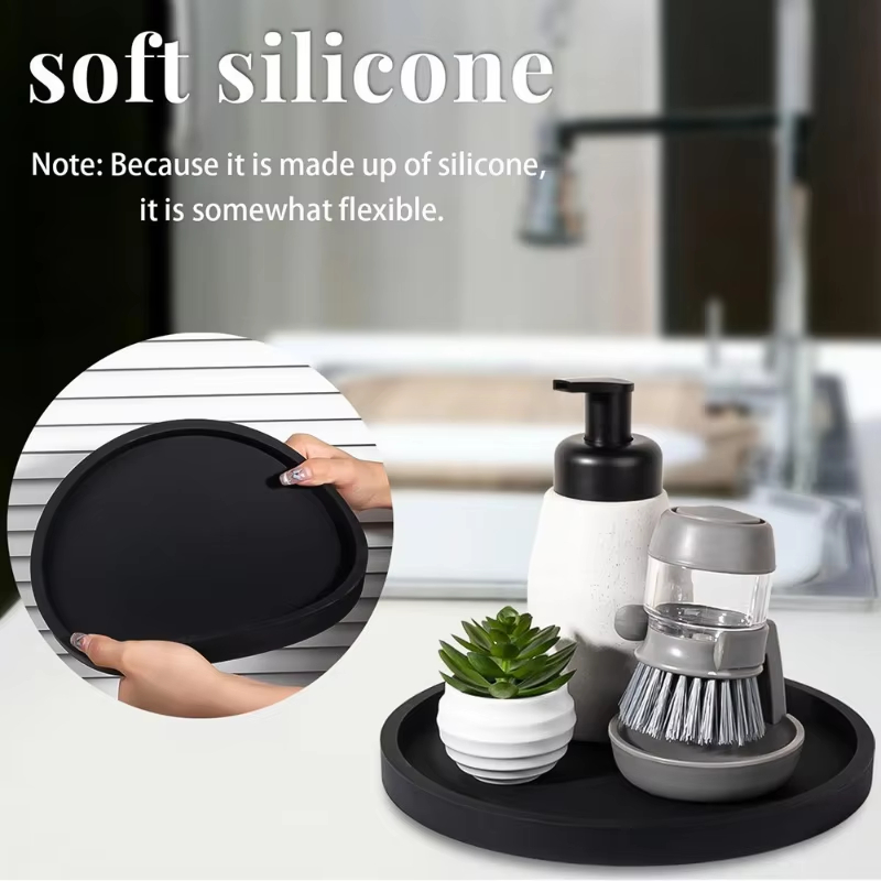 Round Silicone Bathroom Tray,  - Desk Setup Plants review and price