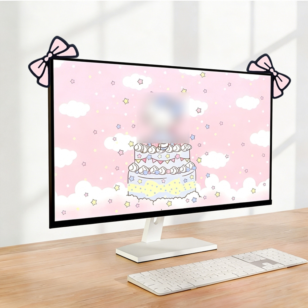 Cute Pink Bow Monitor Decor Ka - Desk Setup Monitor And Laptop review and price