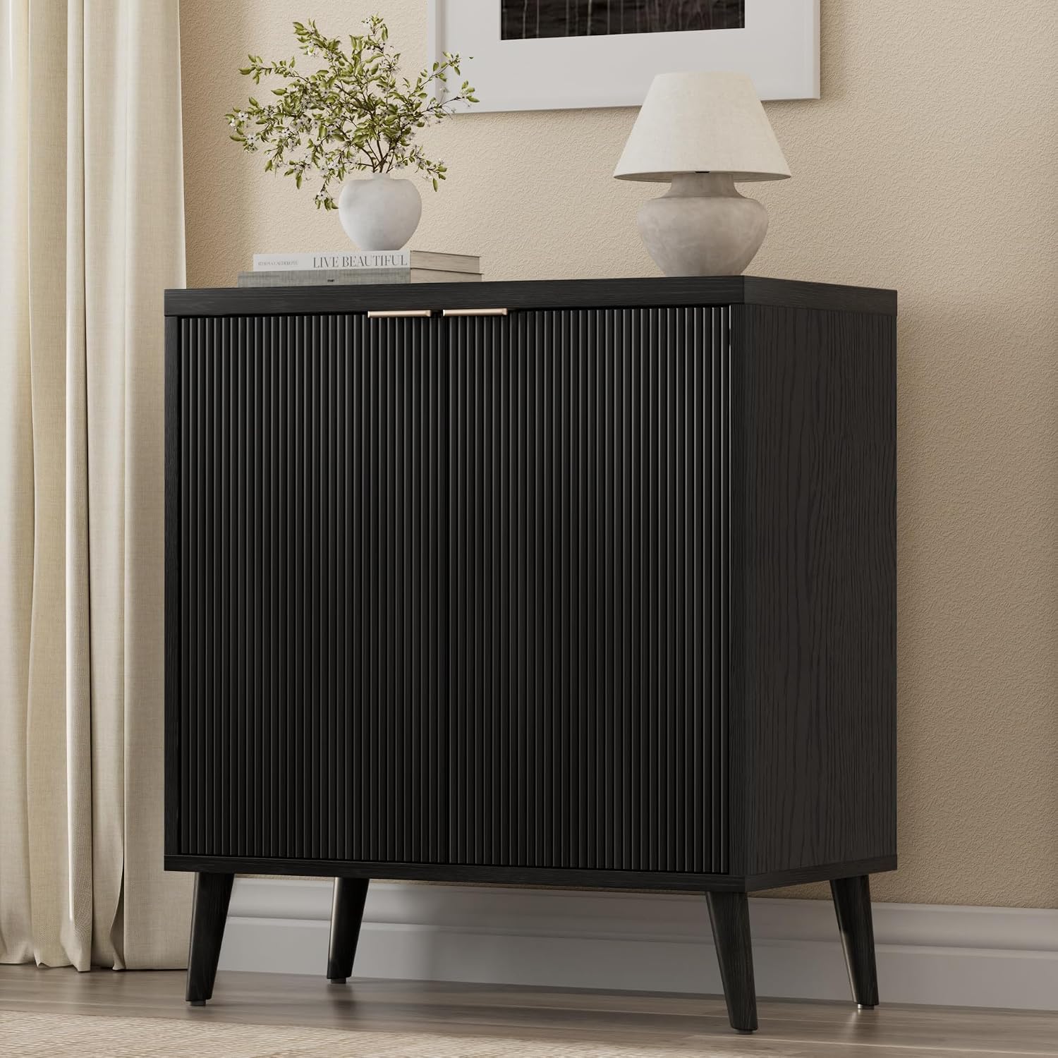 Fluted Buffet Cabinet With Sto - Desk Setup Shelves review and price