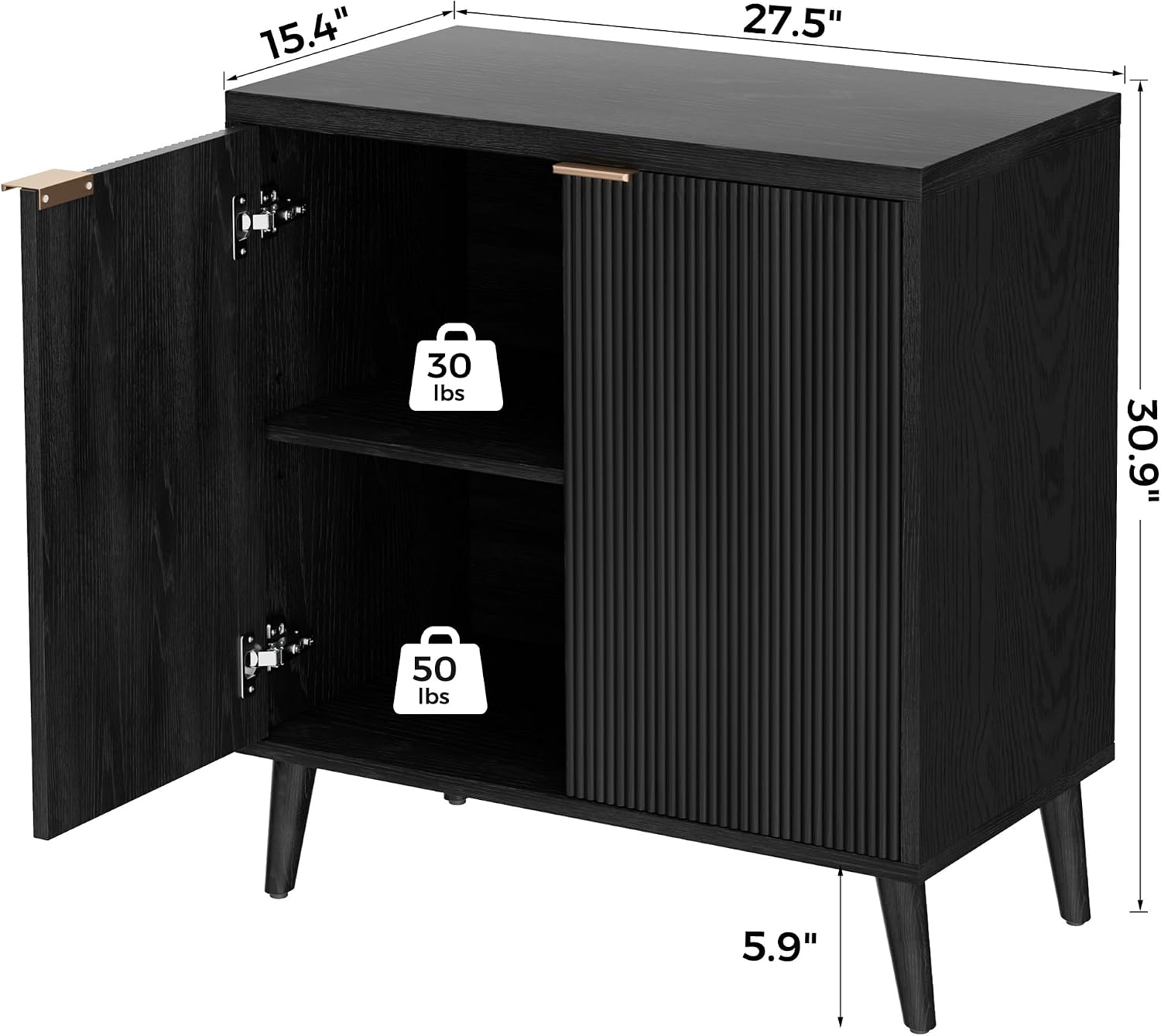 Fluted Buffet Cabinet With Sto - Desk Setup Shelves review and price