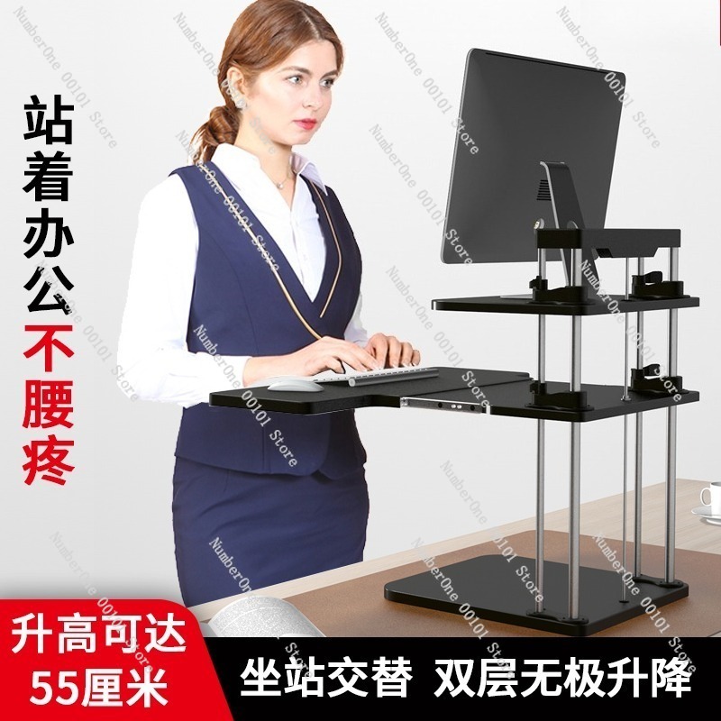 Height-Adjustable Standing Des - Desk Setup Monitor And Laptop review and price