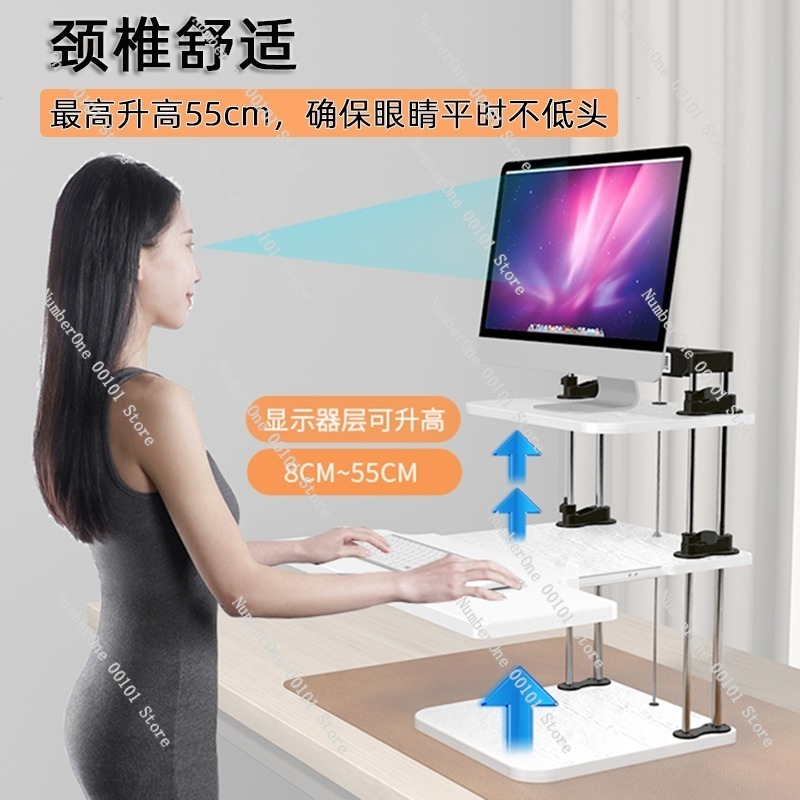 Height-Adjustable Standing Des - Desk Setup Monitor And Laptop review and price