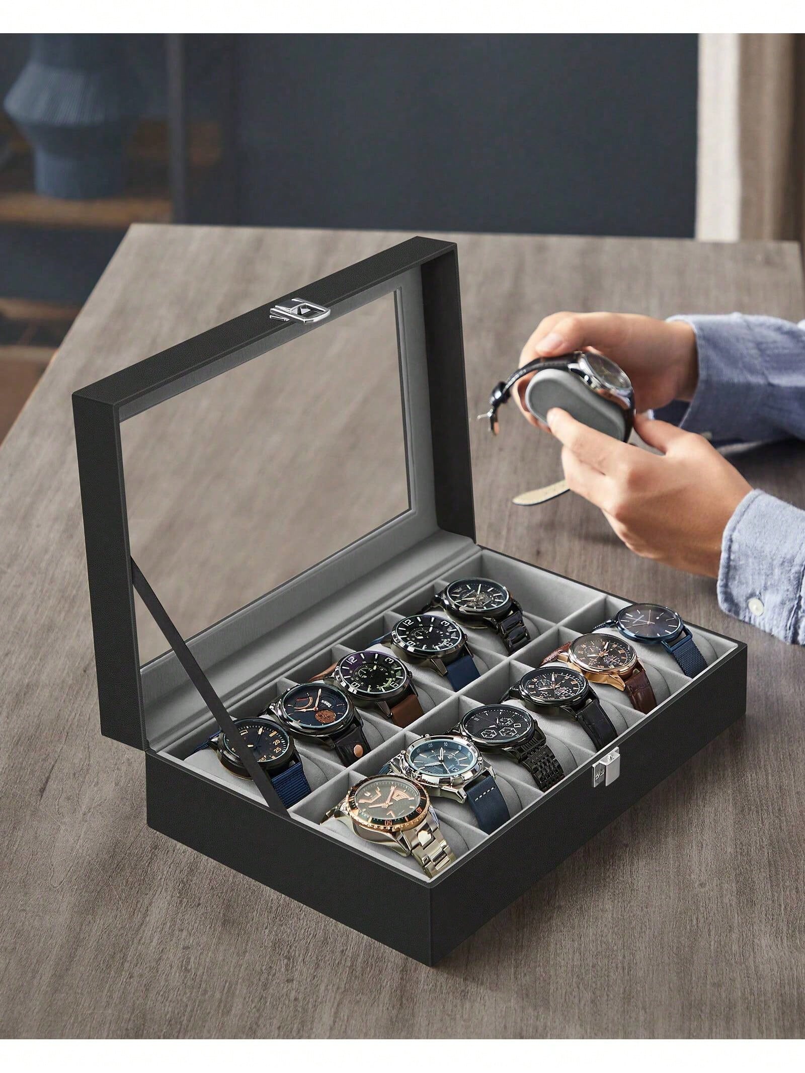 12-Slot Lockable Watch Box wit - Cable Box Organizer review and price