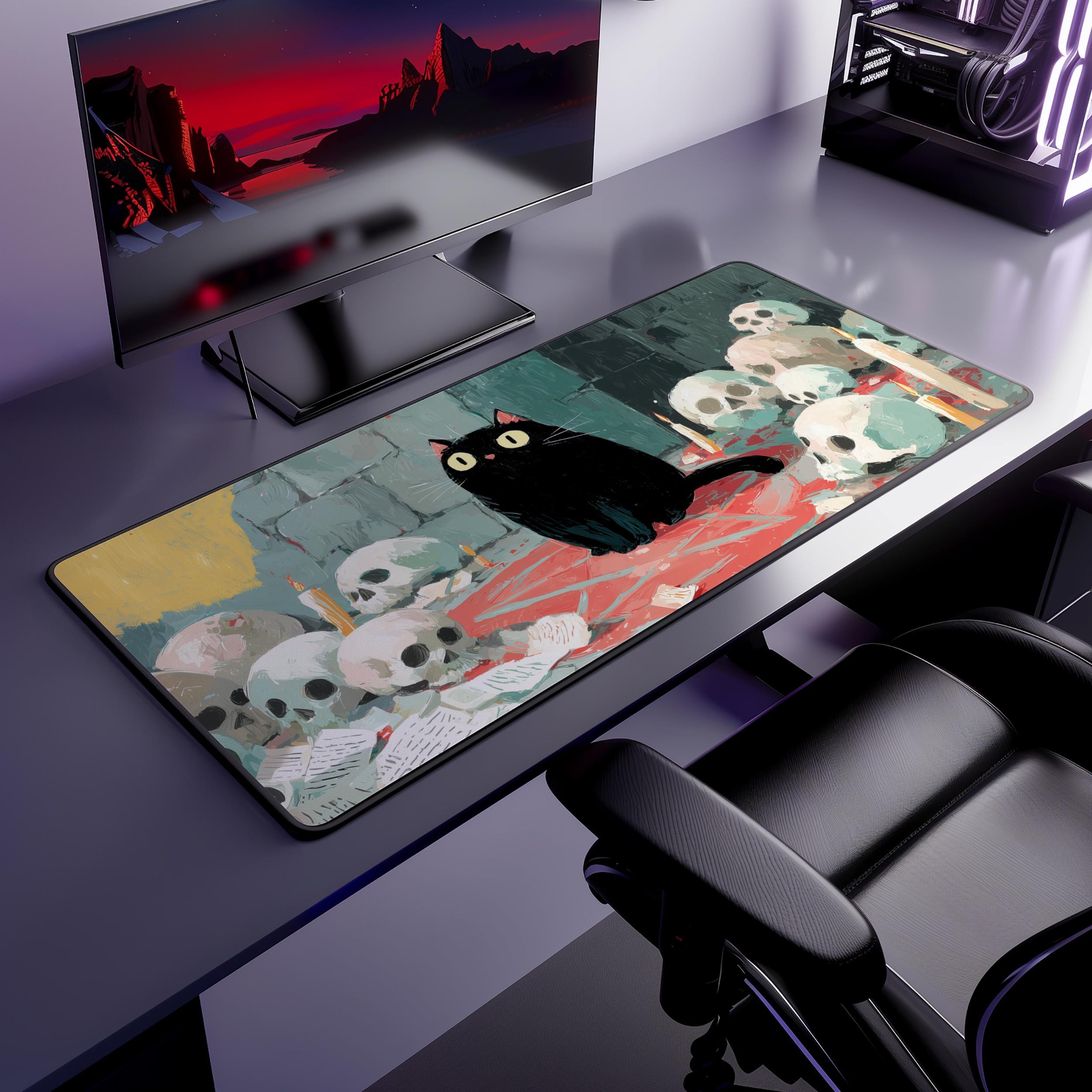 Black Cat Skeleton Playmat Wit - Desk Setup Options review and price