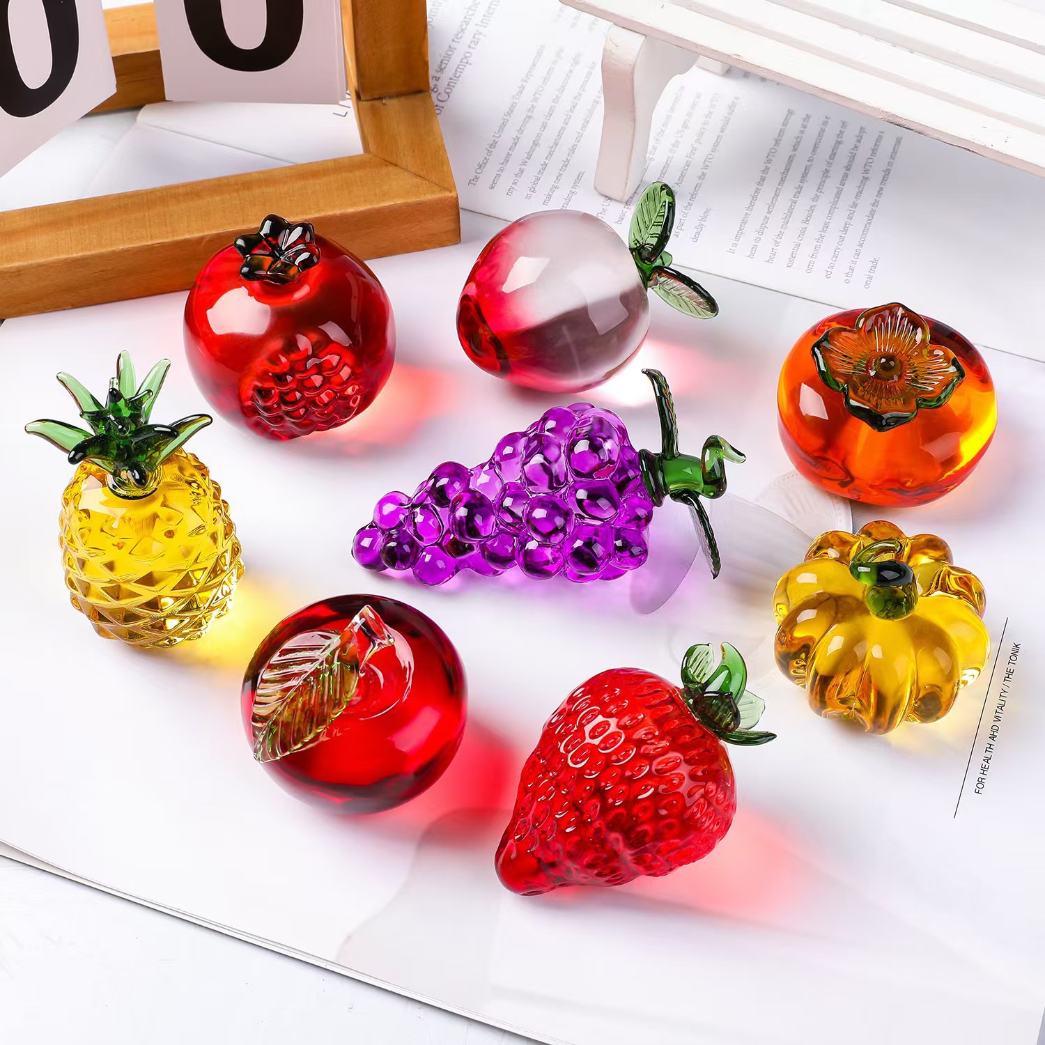 Crystal fruit Paperweight with - Desk Setup Plants review and price