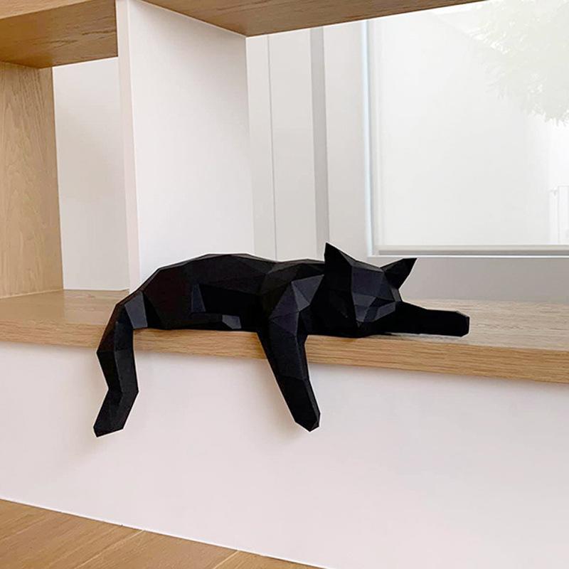 Black White Cat Statue - Geome - Desk Setup Black review and price