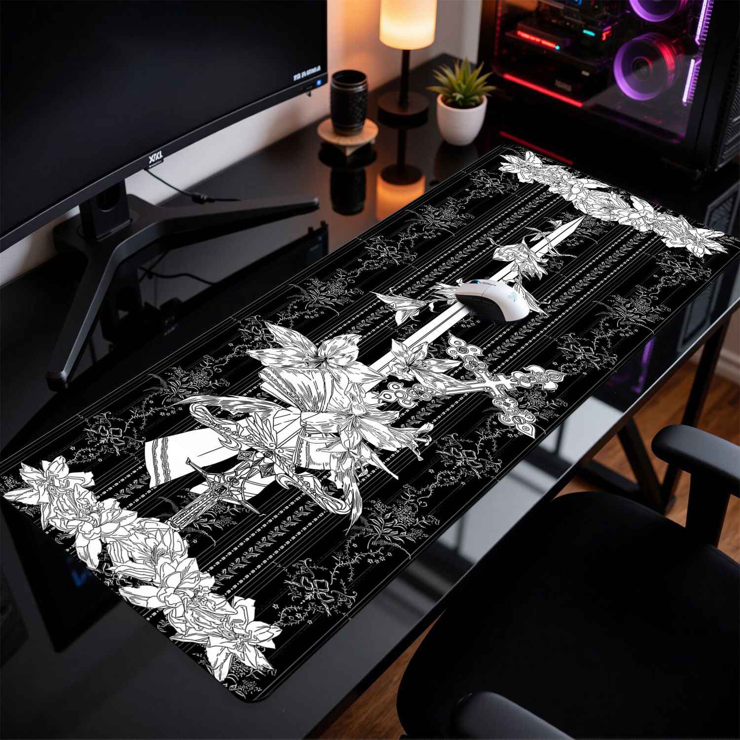 Divine Realm Gothic Building M - Desk Setup Black review and price