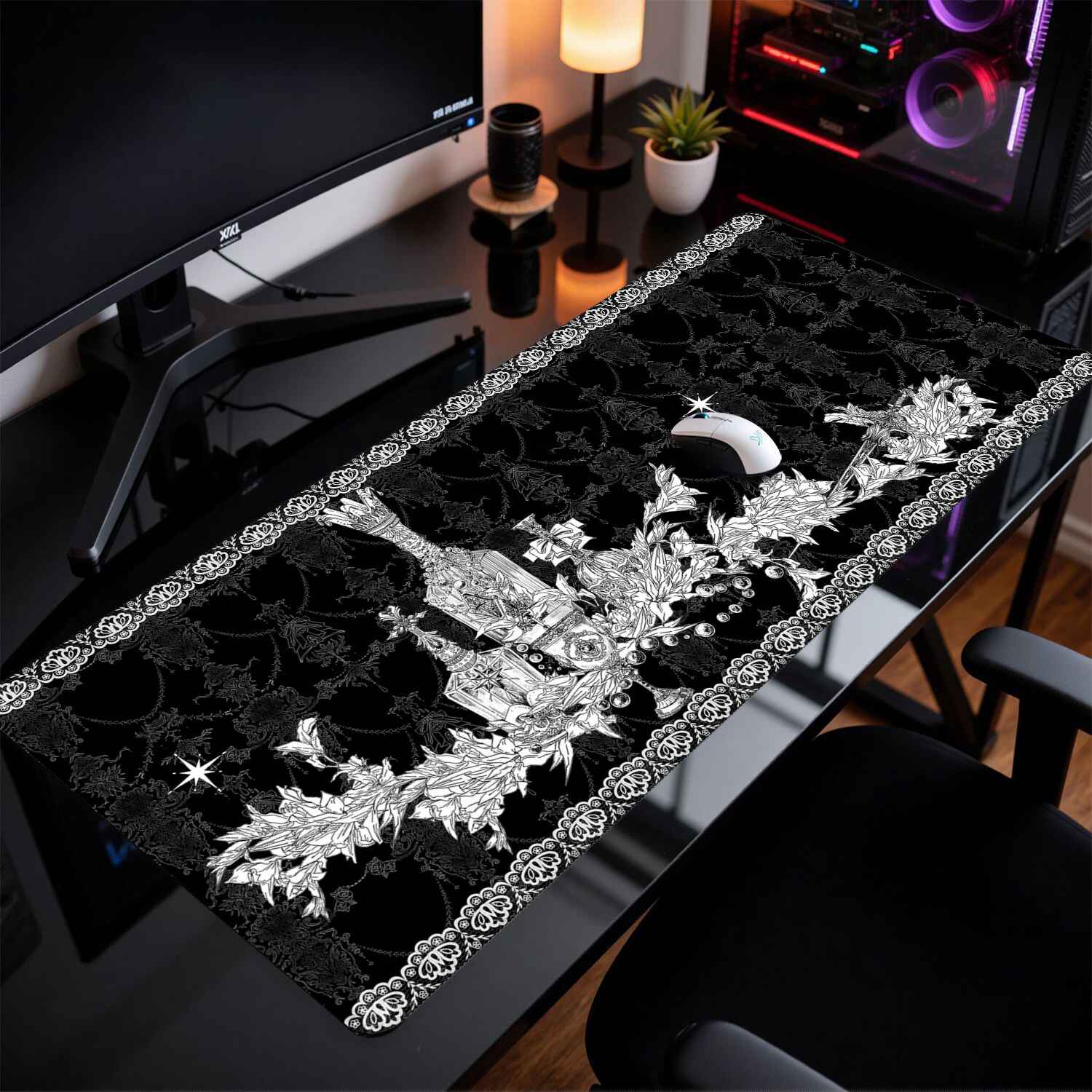 Divine Realm Gothic Building M - Desk Setup Black review and price