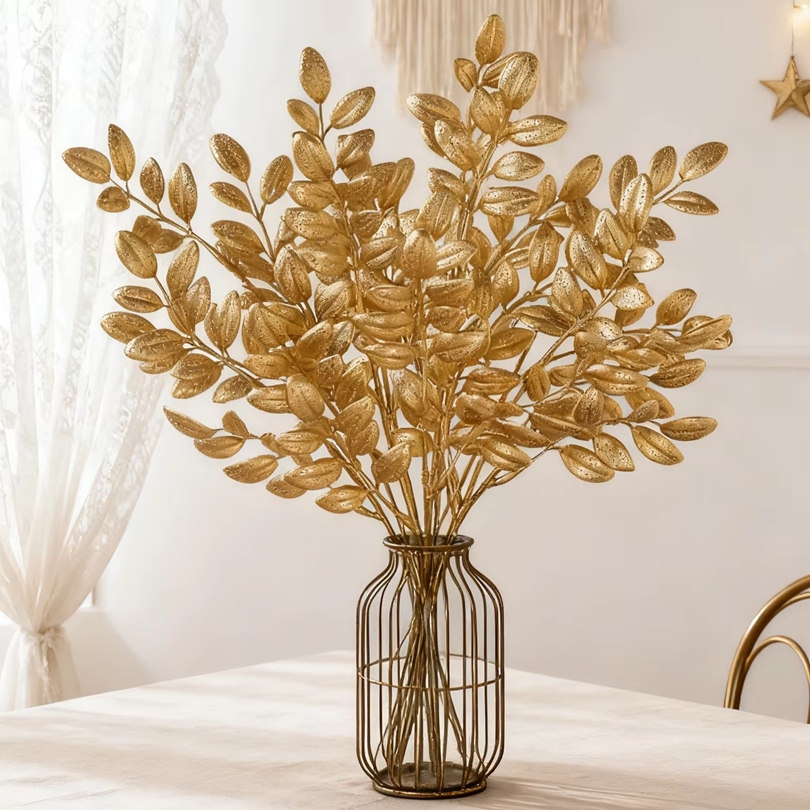 10Pcs Artificial Plants Golden - Desk Setup Plants review and price