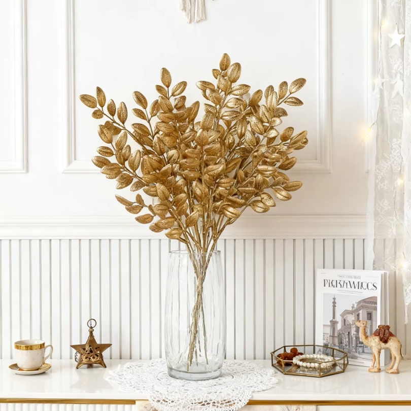 10Pcs Artificial Plants Golden - Desk Setup Plants review and price