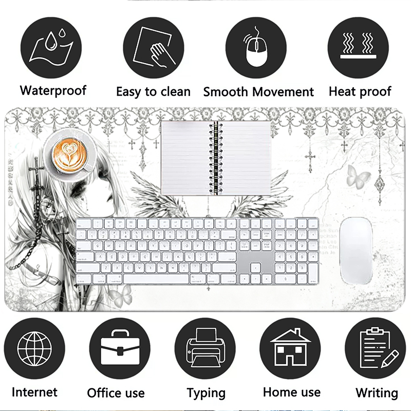 Leather Mousepad Black White A - Desk Setup Black review and price
