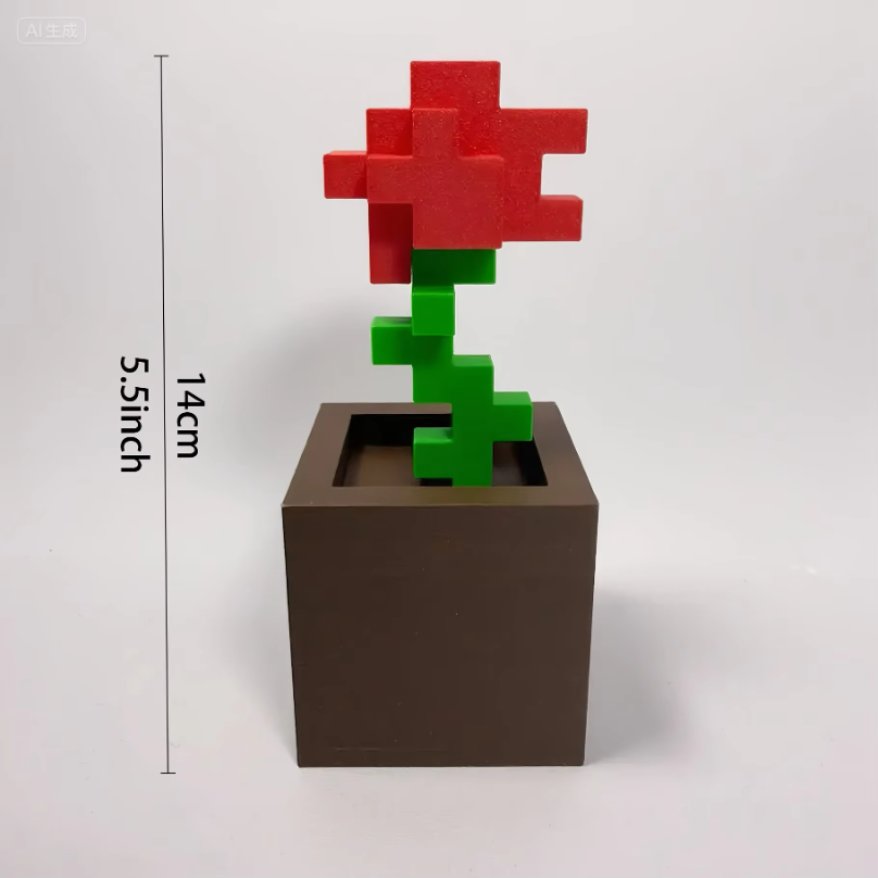 1 Piece Pixel Rose Flower Orna - Desk Setup Plants review and price