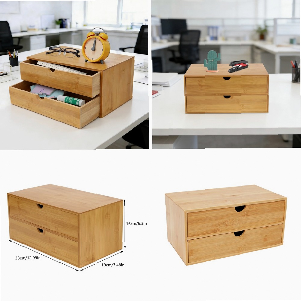 Desk Organizer, 2-Drawer Offic - Drawer Organizer Bamboo review and price