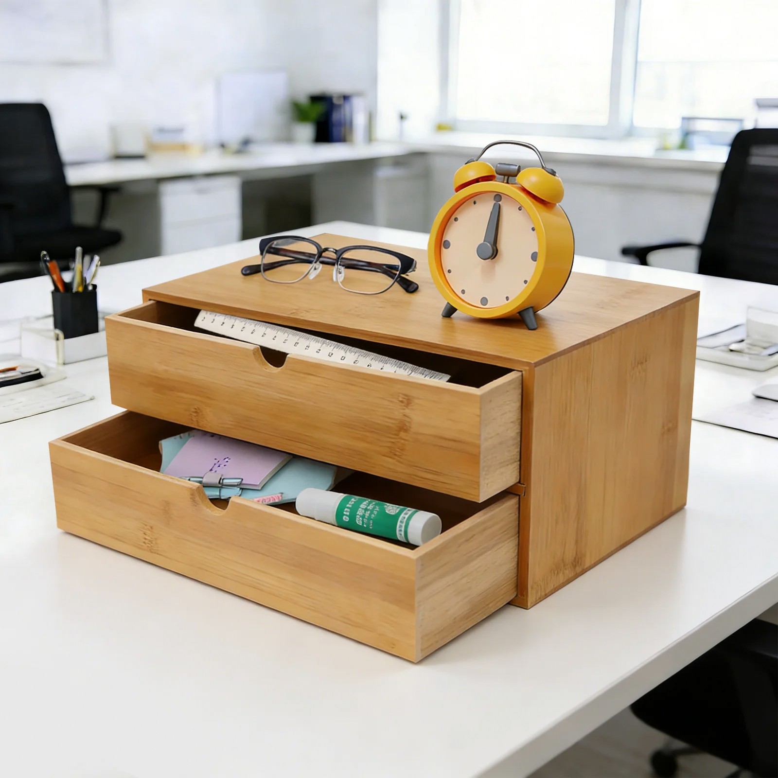 Desk Organizer, 2-Drawer Offic - Drawer Organizer Bamboo review and price